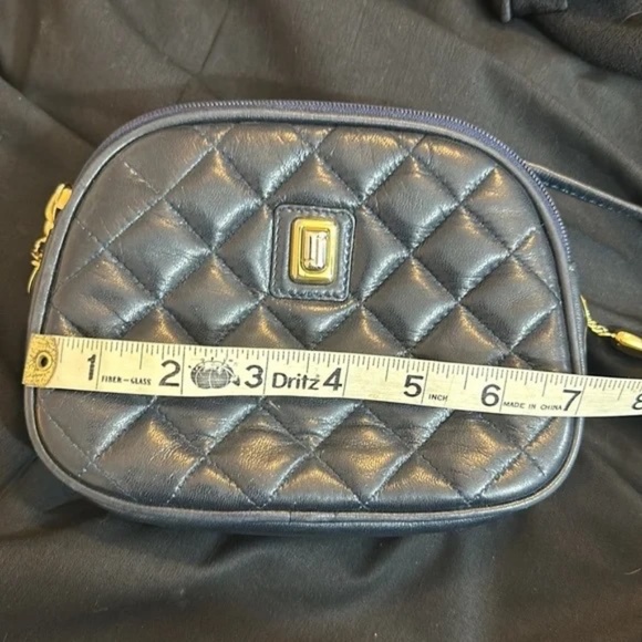 Judith Leiber Small Classic Navy Quilted Leather Crossbody Bag - Picture 8 of 11